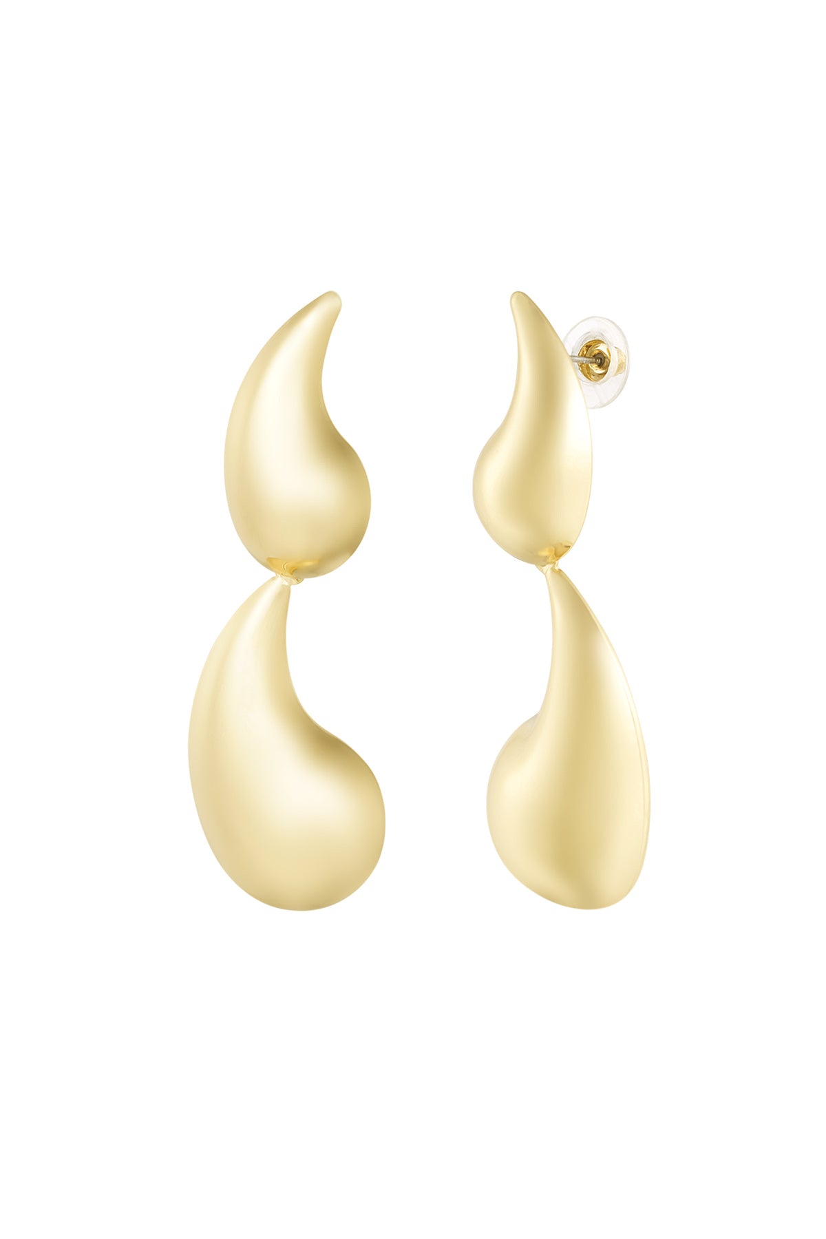 Double drop oorbellen - goud