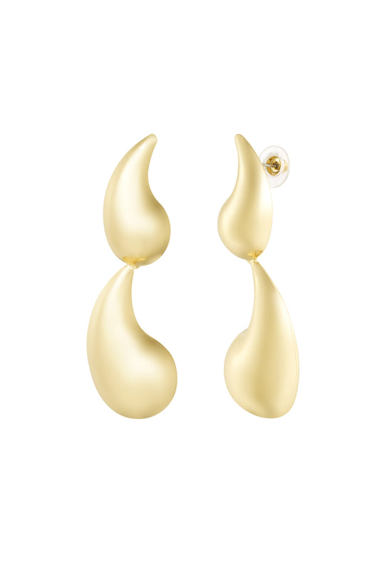 Double drop oorbellen - goud